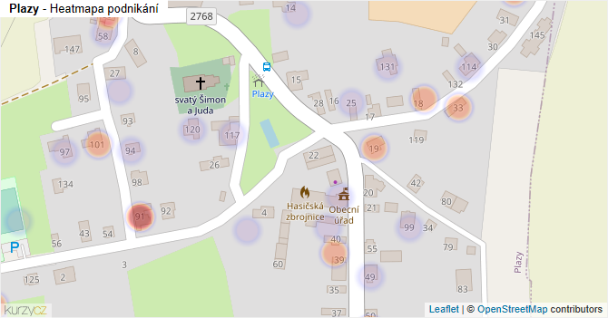 Plazy - mapa podnikání