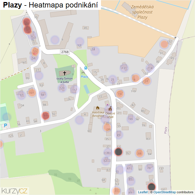 Mapa Plazy - Firmy v části obce.