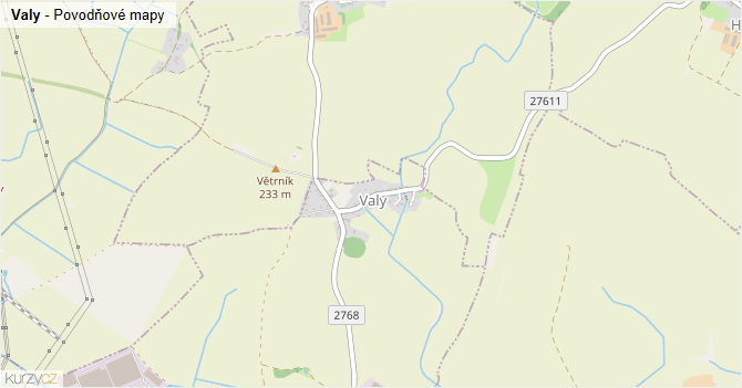 Valy - záplavové mapy stoleté vody