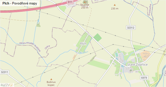 Plch - záplavové mapy stoleté vody