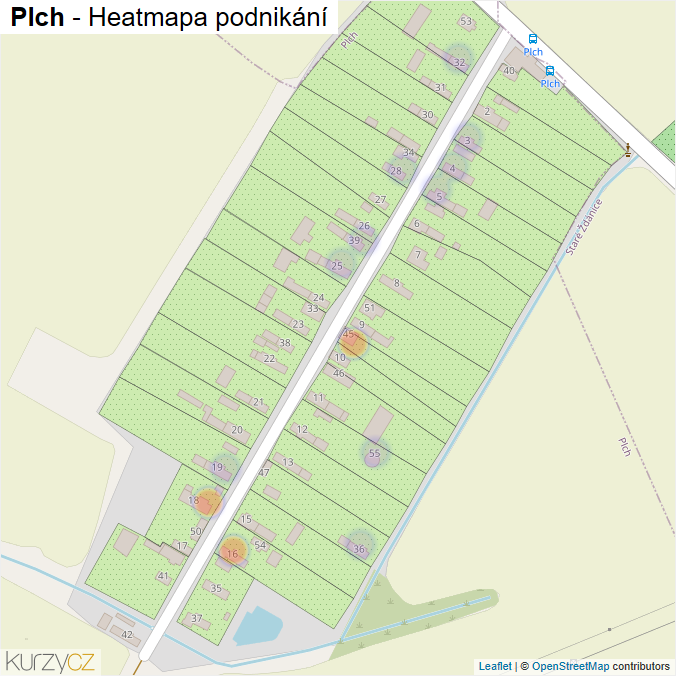 Mapa Plch - Firmy v části obce.