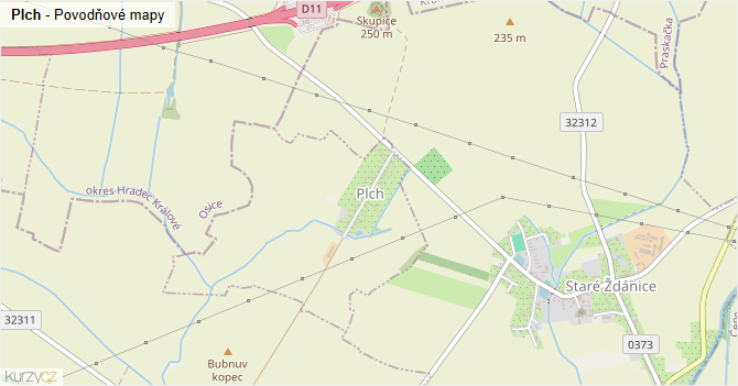 Plch - záplavové mapy stoleté vody