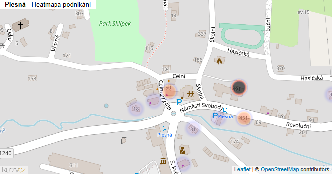 Plesná - mapa podnikání