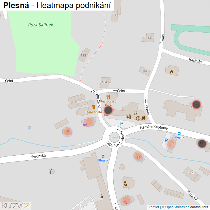 Mapa Plesná - Firmy v obci.