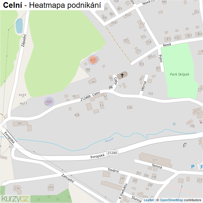 Mapa Celní - Firmy v ulici.