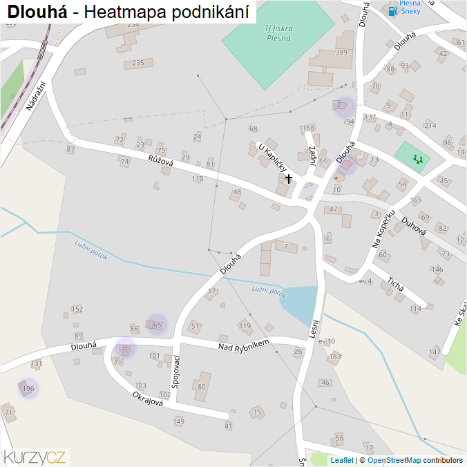 Mapa Dlouhá - Firmy v ulici.