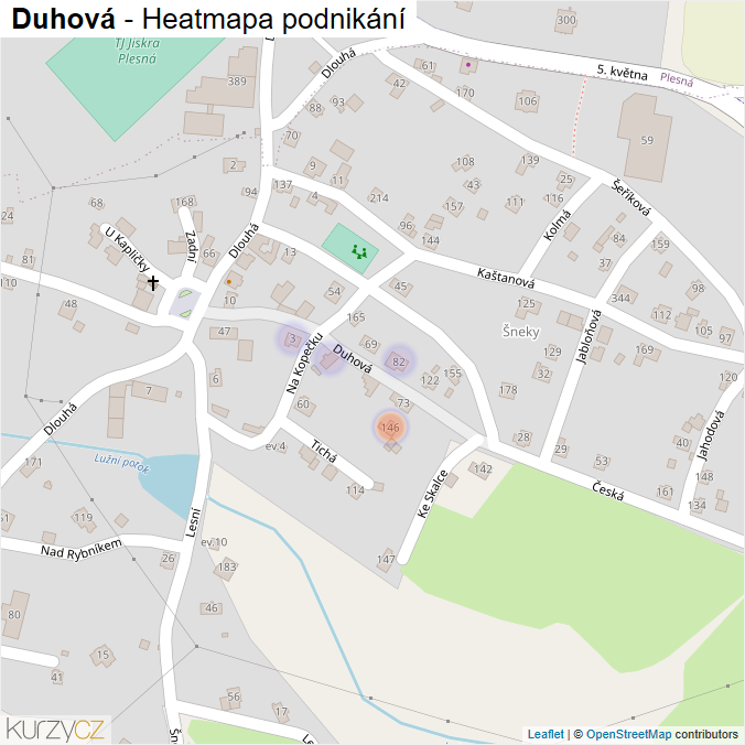 Mapa Duhová - Firmy v ulici.