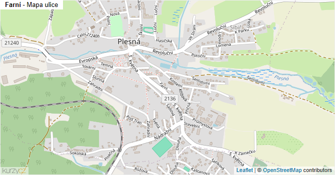Farní - mapa ulice
