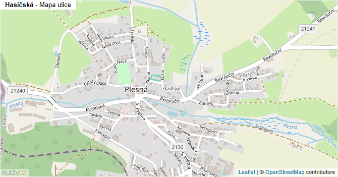 Hasičská - mapa ulice