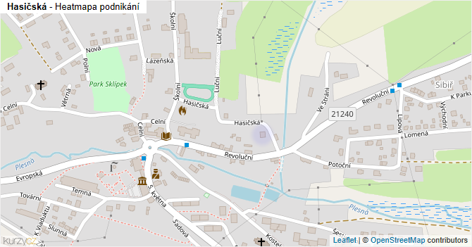Hasičská - mapa podnikání