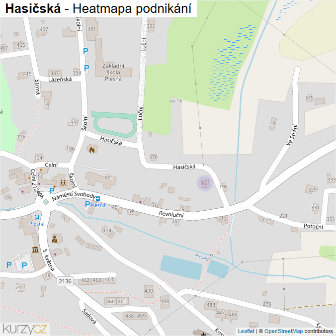 Mapa Hasičská - Firmy v ulici.