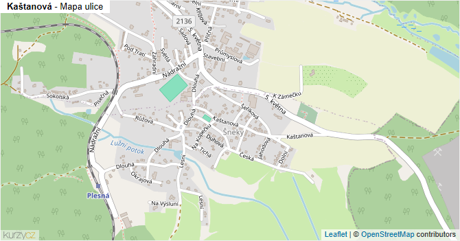 Kaštanová - mapa ulice