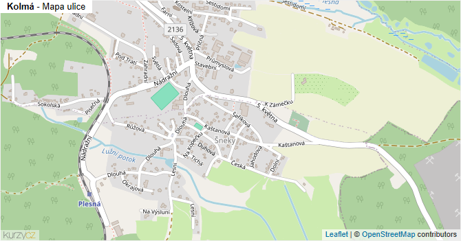 Kolmá - mapa ulice