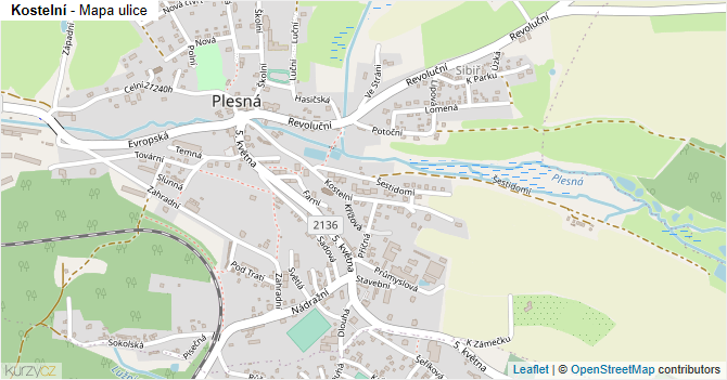 Kostelní - mapa ulice