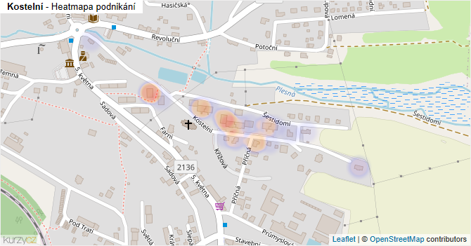 Kostelní - mapa podnikání