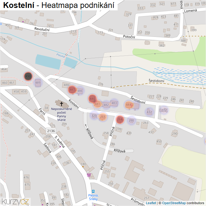 Mapa Kostelní - Firmy v ulici.