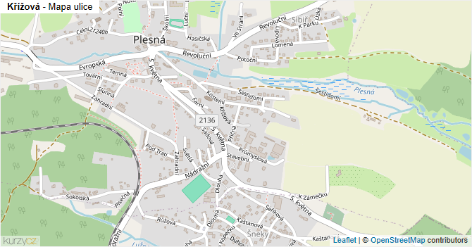 Křížová - mapa ulice