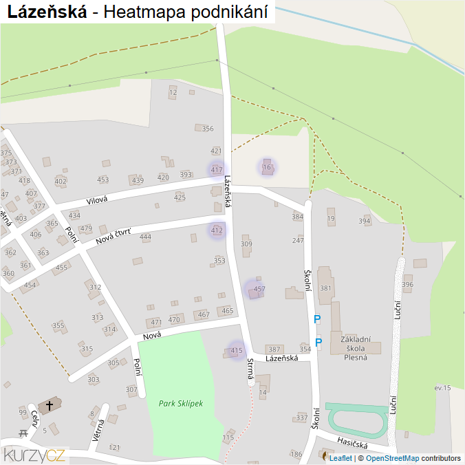 Mapa Lázeňská - Firmy v ulici.