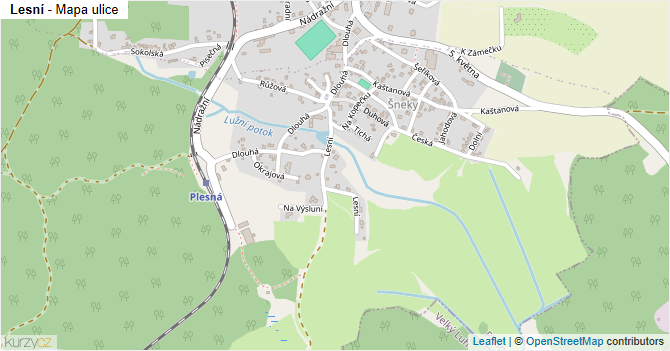 Lesní - mapa ulice