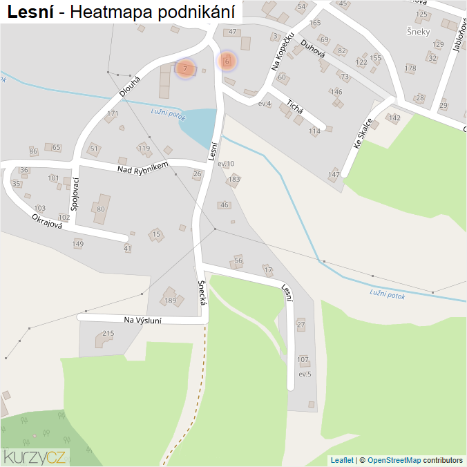 Mapa Lesní - Firmy v ulici.