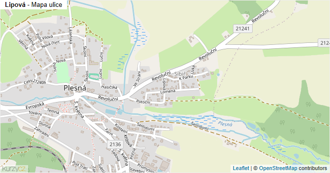 Lipová - mapa ulice