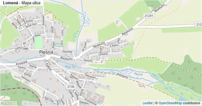 Lomená - mapa ulice