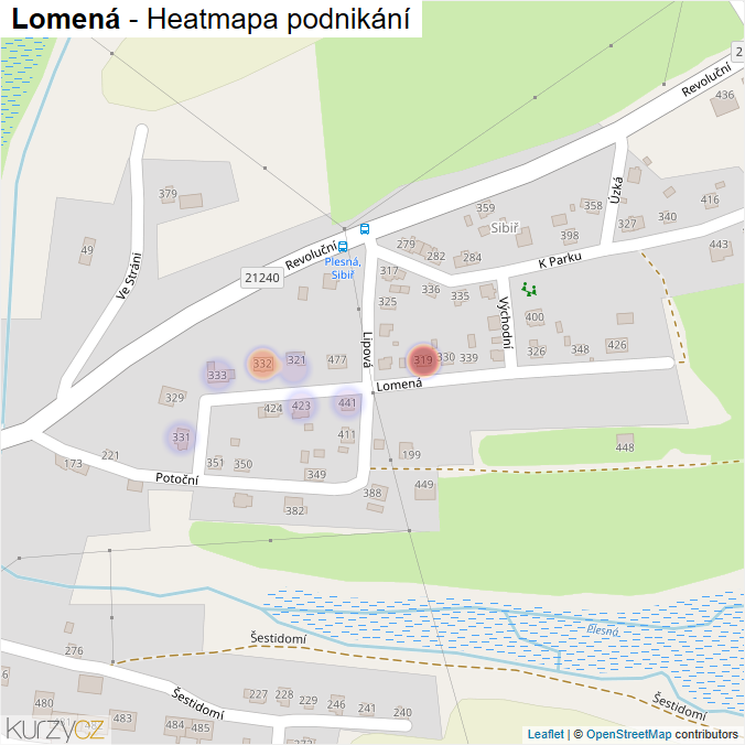 Mapa Lomená - Firmy v ulici.