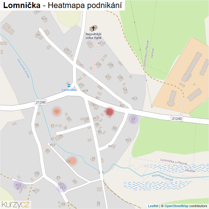 Mapa Lomnička - Firmy v části obce.
