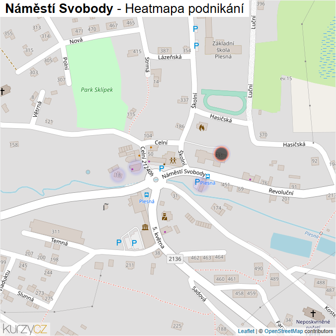 Mapa Náměstí Svobody - Firmy v ulici.