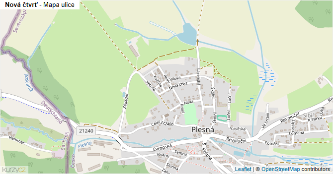 Nová čtvrť - mapa ulice