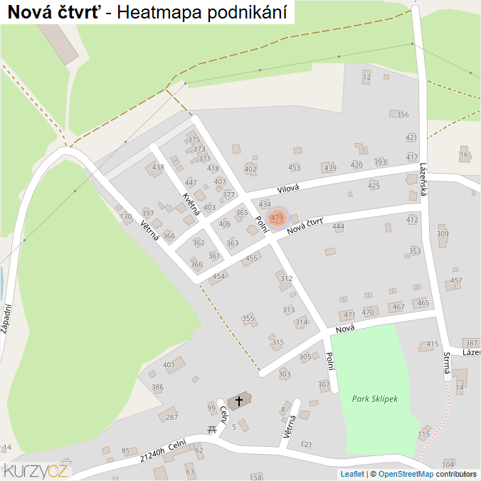 Mapa Nová čtvrť - Firmy v ulici.