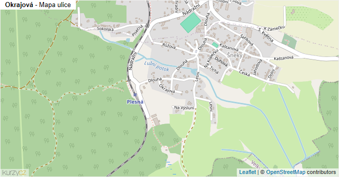 Okrajová - mapa ulice