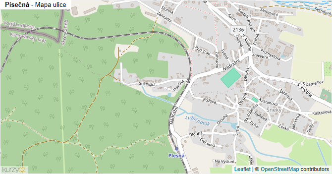 Písečná - mapa ulice