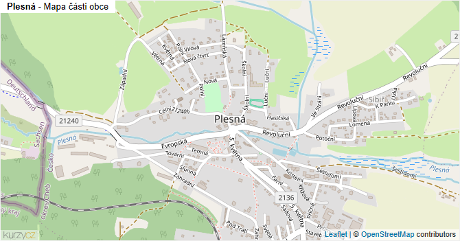 Plesná - mapa části obce