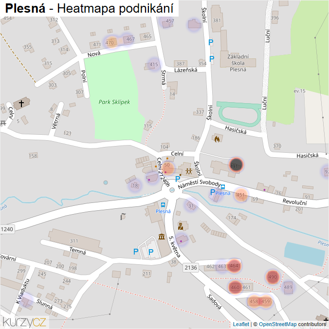 Mapa Plesná - Firmy v části obce.