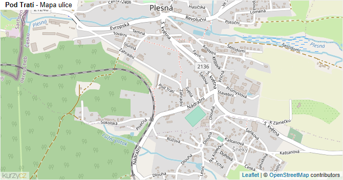 Pod Tratí - mapa ulice