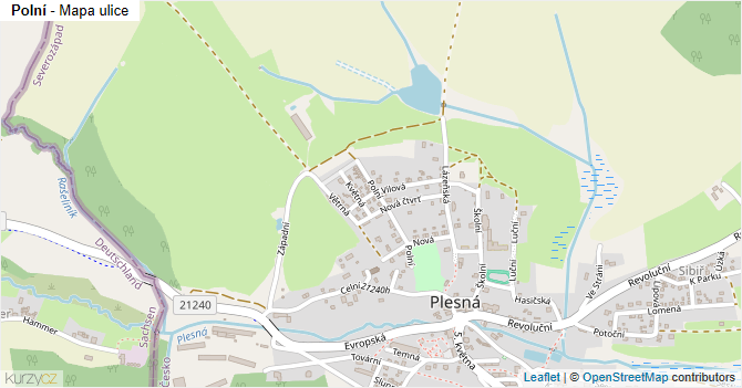 Polní - mapa ulice