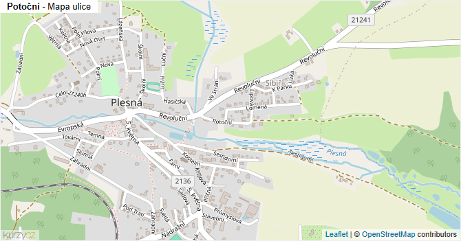 Potoční - mapa ulice