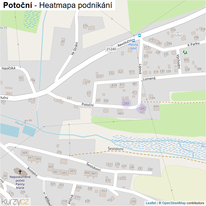 Mapa Potoční - Firmy v ulici.