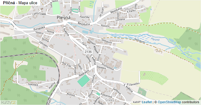 Příčná - mapa ulice