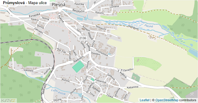 Průmyslová - mapa ulice