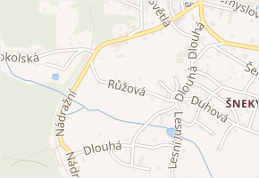 Růžová v obci Plesná - mapa ulice