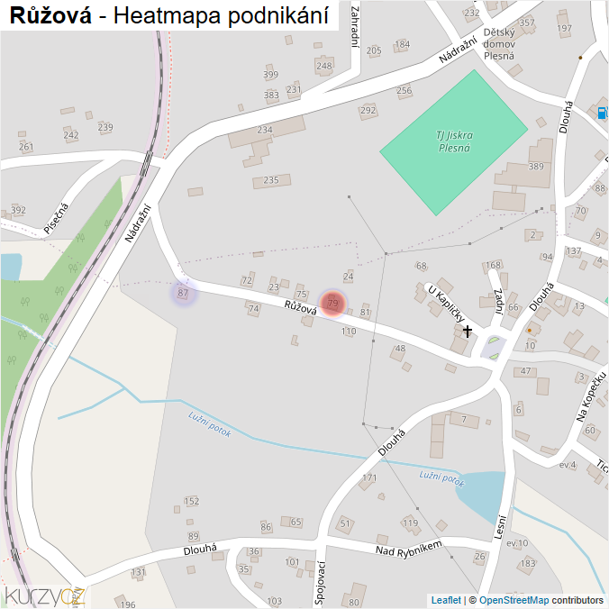 Mapa Růžová - Firmy v ulici.