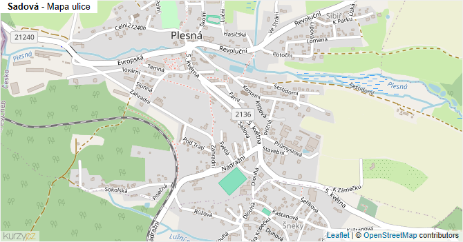Sadová - mapa ulice
