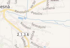 Šestidomí v obci Plesná - mapa ulice