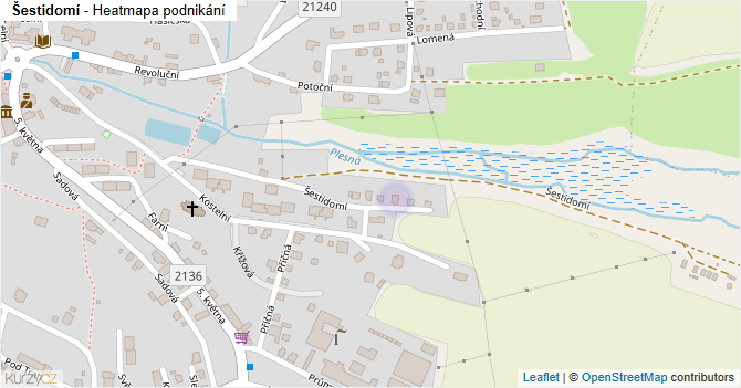 Šestidomí - mapa podnikání
