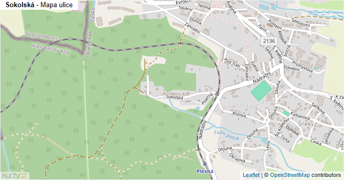 Sokolská - mapa ulice