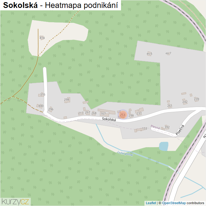 Mapa Sokolská - Firmy v ulici.