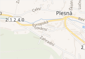 Tovární v obci Plesná - mapa ulice