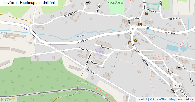 Tovární - mapa podnikání